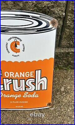 Vintage Orange Crush Porcelain Sign Cola Soda Pop Drink Beverage Store Old Sign