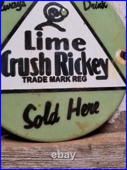 Vintage Orange Crush Porcelain Sign Lime Rickey Soda Cola Pop Gas Station Drink