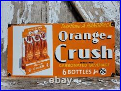 Vintage Orange Crush Porcelain Sign Old Soda Cola Beverage 6 Pack Bottles 25cent