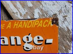Vintage Orange Crush Porcelain Sign Old Soda Cola Beverage 6 Pack Bottles 25cent