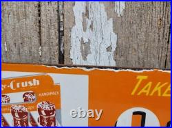 Vintage Orange Crush Porcelain Sign Old Soda Cola Beverage 6 Pack Bottles 25cent