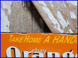 Vintage Orange Crush Porcelain Sign Old Soda Cola Beverage 6 Pack Bottles 25cent