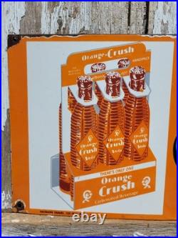Vintage Orange Crush Porcelain Sign Old Soda Cola Beverage 6 Pack Bottles 25cent