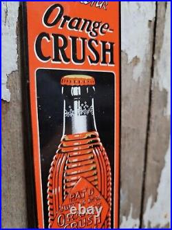 Vintage Orange Crush Porcelain Sign Push Oil Gas Soda Beverage Advertising Drink