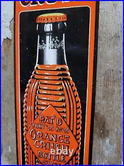 Vintage Orange Crush Porcelain Sign Push Oil Gas Soda Beverage Advertising Drink