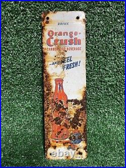Vintage Orange Crush Sign Door Push Plate Soda Beverage Gas Oil Cola Bottle Rust