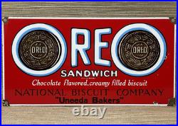 Vintage Oreo Cookies Porcelain Sign Gas Station Grocery Store Sandwich Nabisco