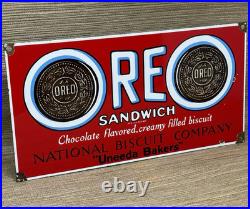 Vintage Oreo Cookies Porcelain Sign Gas Station Grocery Store Sandwich Nabisco