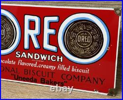 Vintage Oreo Cookies Porcelain Sign Gas Station Grocery Store Sandwich Nabisco