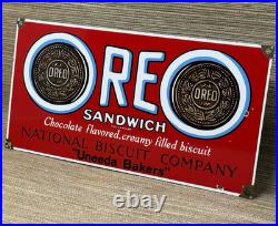 Vintage Oreo Cookies Porcelain Sign Gas Station Grocery Store Sandwich Nabisco