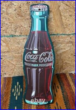 Vintage Original 1950's Coca Cola Coke Bottle Metal Advertising Sign 16.75