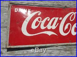 Vintage Original 1950s DRINK COCA COLA COKE SODA POP BOTTLE TIN ADVERTISING SIGN