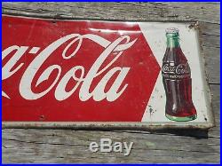 Vintage Original 1950s DRINK COCA COLA COKE SODA POP BOTTLE TIN ADVERTISING SIGN