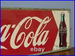 Vintage Original 1950s Drink Coca Cola Coke Metal 32 Advertising Sign MCA