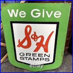 Vintage Original 1950s We Give S&H Green Stamps Metal Sign 23.5x19 Vintage Original 1950s We Give S&H Green Stamps Metal Sign 23.5x19