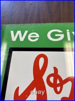 Vintage Original 1950s We Give S&H Green Stamps Metal Sign 23.5x19 Vintage Original 1950s We Give S&H Green Stamps Metal Sign 23.5x19