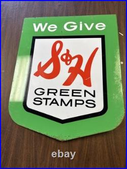 Vintage Original 1950s We Give S&H Green Stamps Metal Sign 23.5x19 Vintage Original 1950s We Give S&H Green Stamps Metal Sign 23.5x19