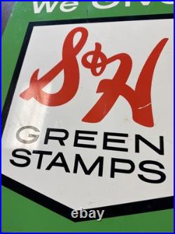 Vintage Original 1950s We Give S&H Green Stamps Metal Sign 23.5x19 Vintage Original 1950s We Give S&H Green Stamps Metal Sign 23.5x19