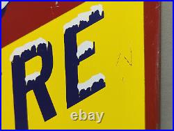 Vintage Original Advertising Cold Drinks Here Metal Sign 60's Era