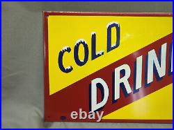 Vintage Original Advertising Cold Drinks Here Metal Sign 60's Era