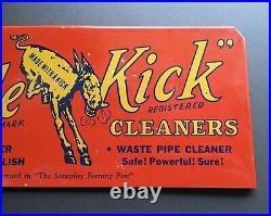 Vintage Original Advertising Metal Sign Famous Mule Kick Cleaners