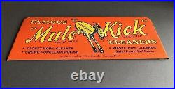 Vintage Original Advertising Metal Sign Famous Mule Kick Cleaners