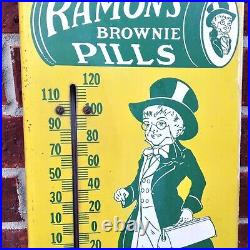 Vintage Original Advertising Ramon's Brownie Pills Sign Thermometer Working
