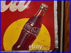 Vintage Original Antique Gas Oil General Store 1948 Coca-cola Tin Sign Nice