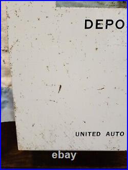 Vintage Original Antique Sign Gas Pump United Auto Rental Tin Nice