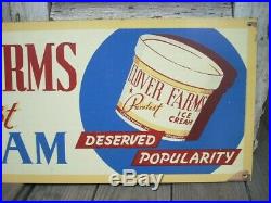 Vintage Original Clover Farms Puretest Ice Cream Painted Sign Bridgeport, CT