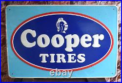 Vintage Original Cooper Tires Embossed Metal Advertising Sign