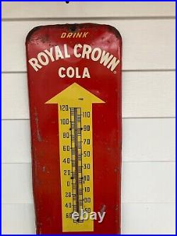 Vintage Original Drink Royal Crown Cola Thermometer Sign Used