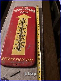 Vintage Original Drink Royal Crown Cola Thermometer Sign Used