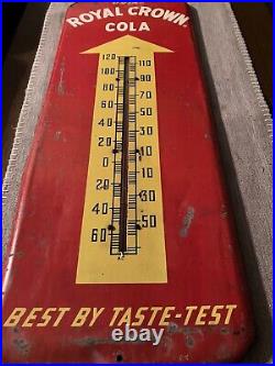 Vintage Original Drink Royal Crown Cola Thermometer Sign Used