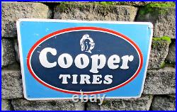 Vintage Original Embossed Cooper Tires Sign 23.5 x 16 RARE