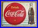 Vintage-Original-Embossed-Tin-COCA-COLA-Button-Bottle-Sign-Circa-1959-Nice-01-qfty