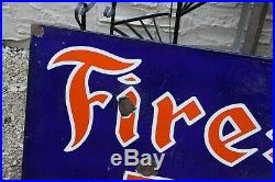 Vintage Original Firestone Tires Tire Gas Station 59 Porcelain Metal Sign Oil