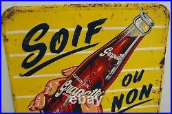 Vintage Original Grapette Advertising Sign 27x19 Thirsty Or Not In French