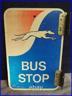 Vintage Original Greyhound Bus sign metal with flange brackets