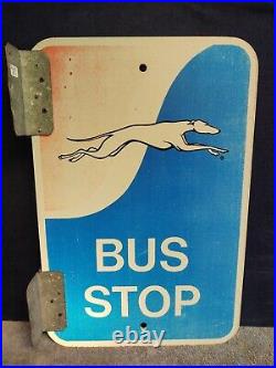 Vintage Original Greyhound Bus sign metal with flange brackets