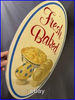 Vintage Original Hand Painted FRESH BAKED Wooden Bakery Advertising Trade Sign Vintage Original Hand Painted FRESH BAKED Wooden Bakery Advertising Trade Sign