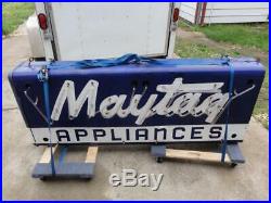 Vintage Original Maytag Porcelain Neon Double Sided Sign Gas Oil Can