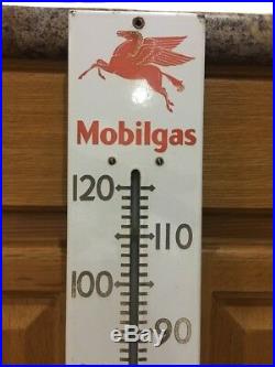 Vintage Original Mobilgas Thermometer Porcelain Pegasus Sign Friendly Rare