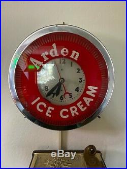 Vintage Original Neon Spinner clock Arden Ice Cream 22 Inches 1950s