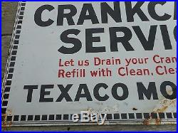 Vintage Original PORCELAIN TEXACO Motor Oil Crankcase Service Advertising SIGN
