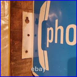 Vintage Original Payphone Telephone Phone Advertising Flange Sign Vintage Original Payphone Telephone Phone Advertising Flange Sign