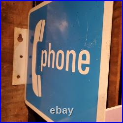 Vintage Original Payphone Telephone Phone Advertising Flange Sign Vintage Original Payphone Telephone Phone Advertising Flange Sign