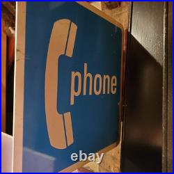 Vintage Original Payphone Telephone Phone Advertising Flange Sign Vintage Original Payphone Telephone Phone Advertising Flange Sign
