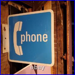 Vintage Original Payphone Telephone Phone Advertising Flange Sign Vintage Original Payphone Telephone Phone Advertising Flange Sign