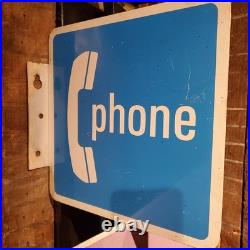 Vintage Original Payphone Telephone Phone Advertising Flange Sign Vintage Original Payphone Telephone Phone Advertising Flange Sign